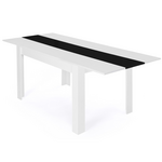 ID MARKET Table à manger extensible rectangle GEORGIA 6-10 personnes blanche et noire 140-220 x 90 cm