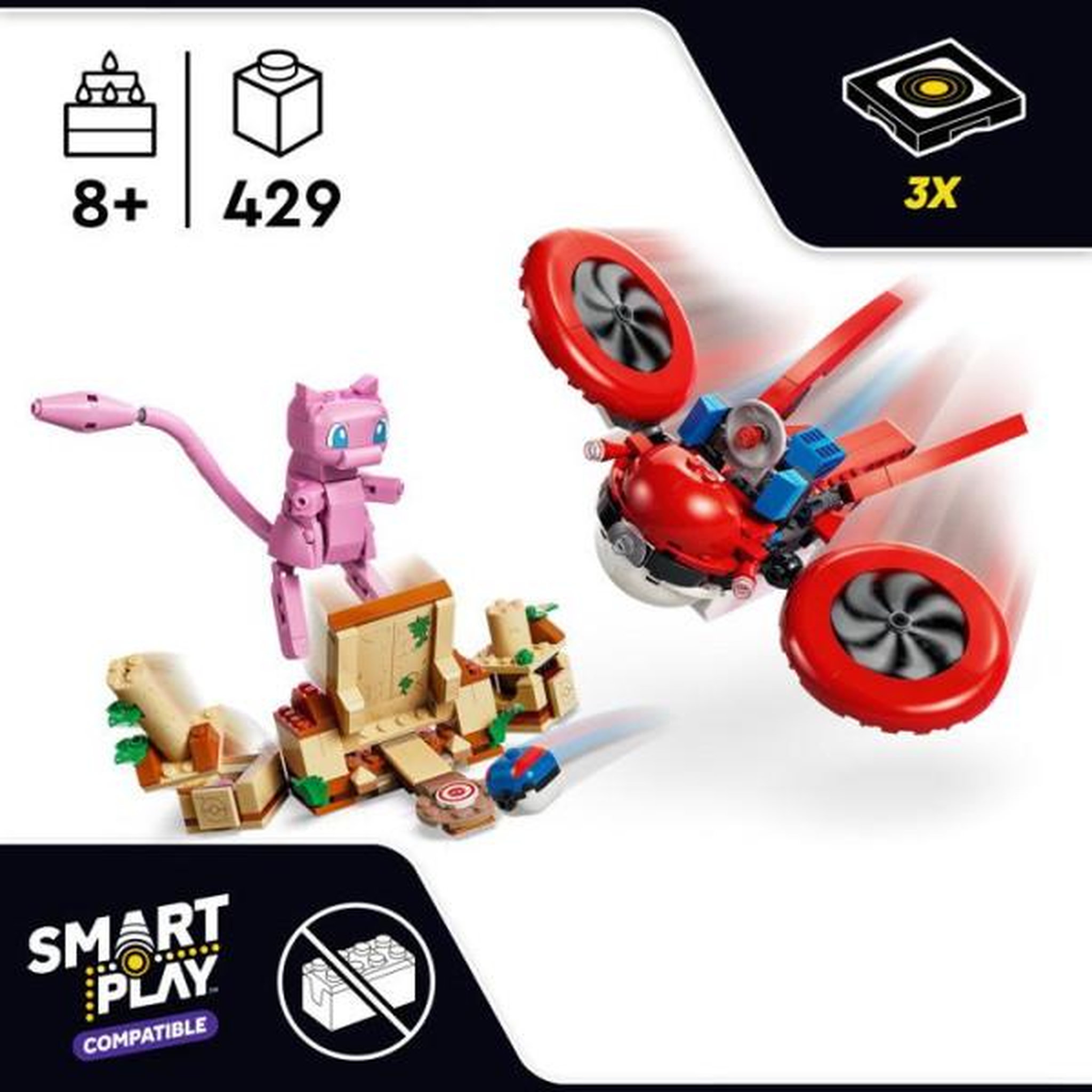 Voir la diapositive 2 : LEGO LEGO Pokémon 72161 - Set de construction compatible SMART Play™ - Mew, Recherche en drone - Des 8 ans
