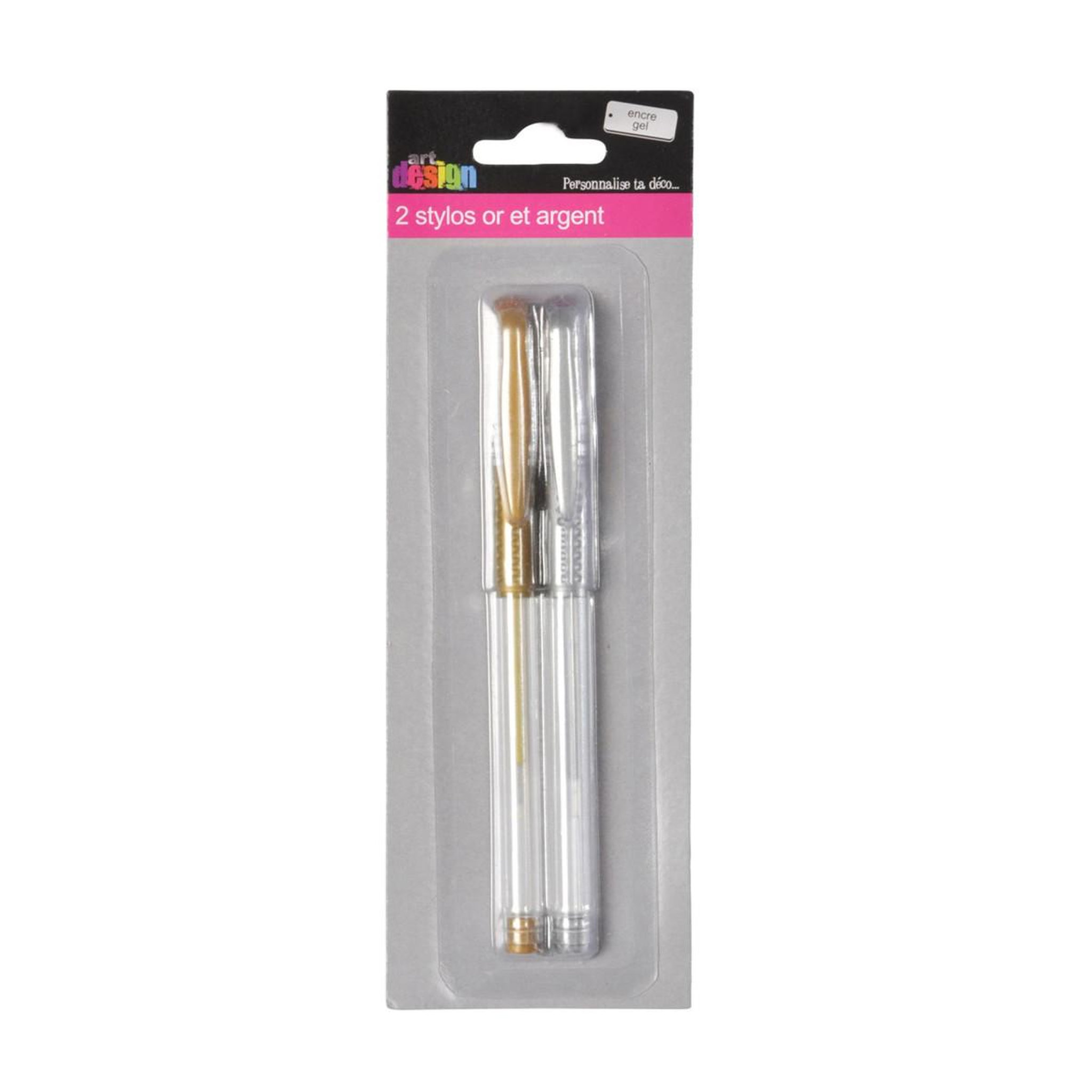 Voir la diapositive 2 : HOMEA Lot de 2 Stylos  Kandinsky  15cm Or & Argent