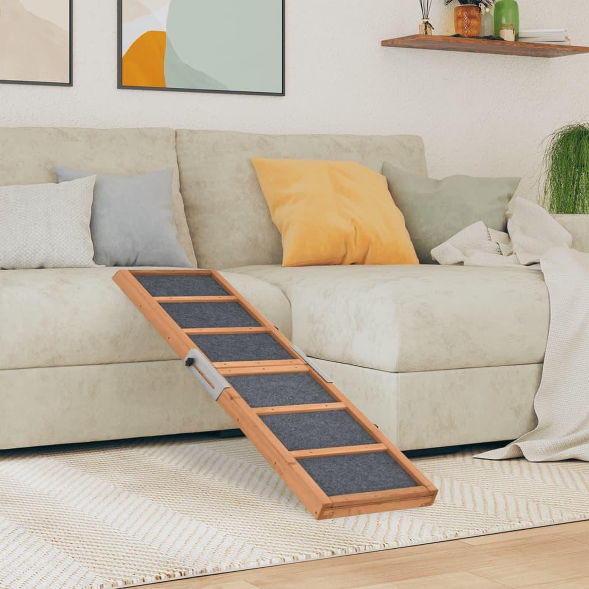 VIDAXL Rampe pour chiens gris 120x30 cm bois de sapin solide