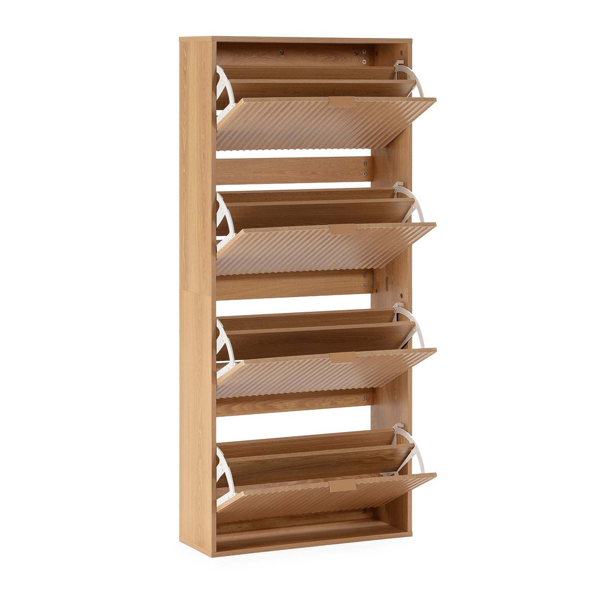 Voir la diapositive 3 : VS VENTA-STOCK Meuble à chaussures Lluvia 4 portes couleur chêne, pour 24 paires