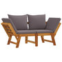 Voir la diapositive 3 : VIDAXL Banc de jardin avec coussins 2 en 1 bois d'acacia massif