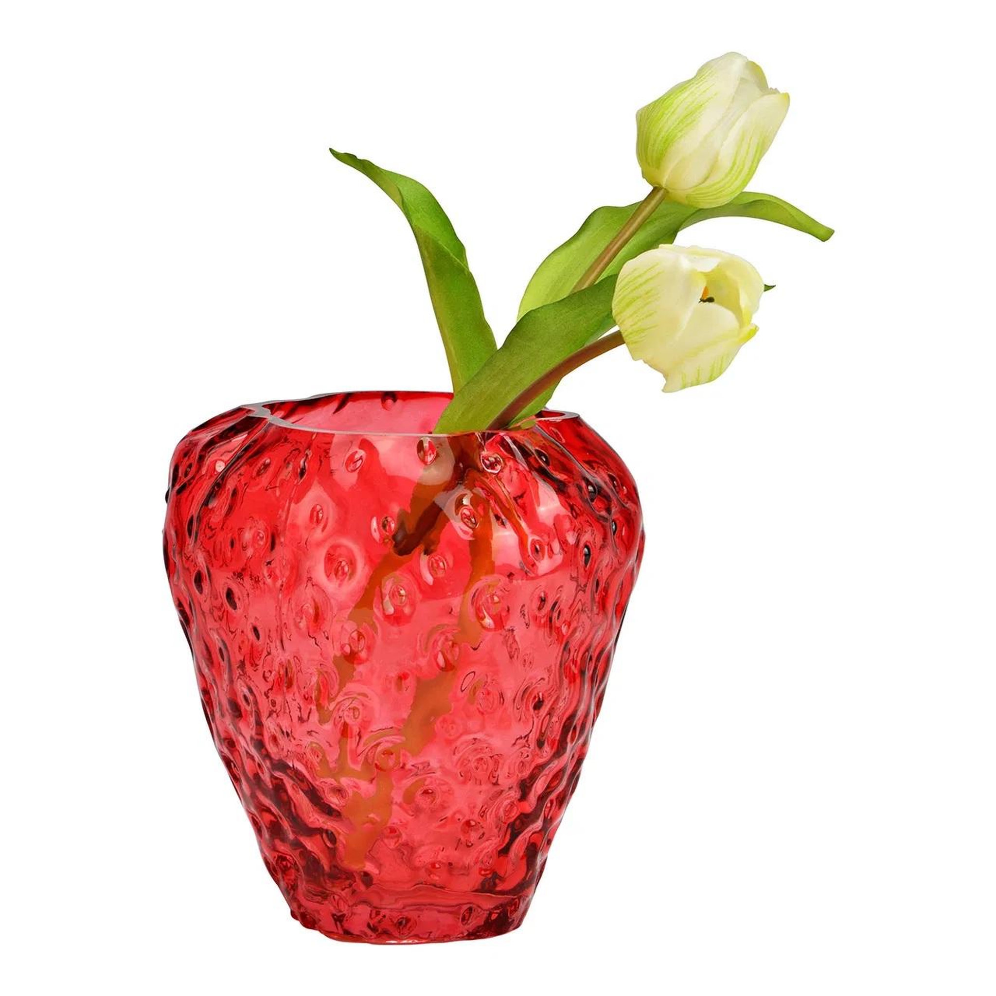 Voir la diapositive 2 : Eden Vase fraise en verre design et moderne