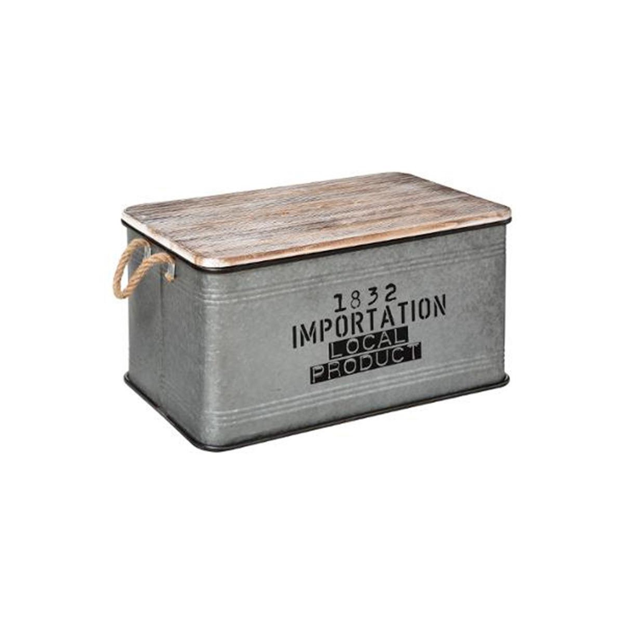 Voir la diapositive 2 : ATMOSPHERA Lot de 3 malles déco vintage  zinc  60cm gris