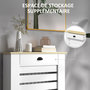 Voir la diapositive 6 : HOMCOM Cache-radiateur design panneau avec tiroir - grille d'aération horizontale à lattes - dim. 78L x 19l x 95H cm - MDF effet bois clair blanc