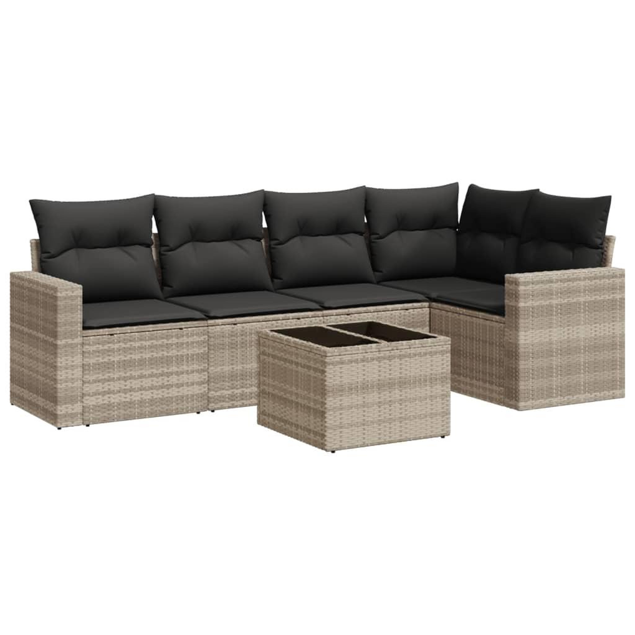 Voir la diapositive 2 : VIDAXL Salon de jardin 6 pcs avec coussins gris clair resine tressee