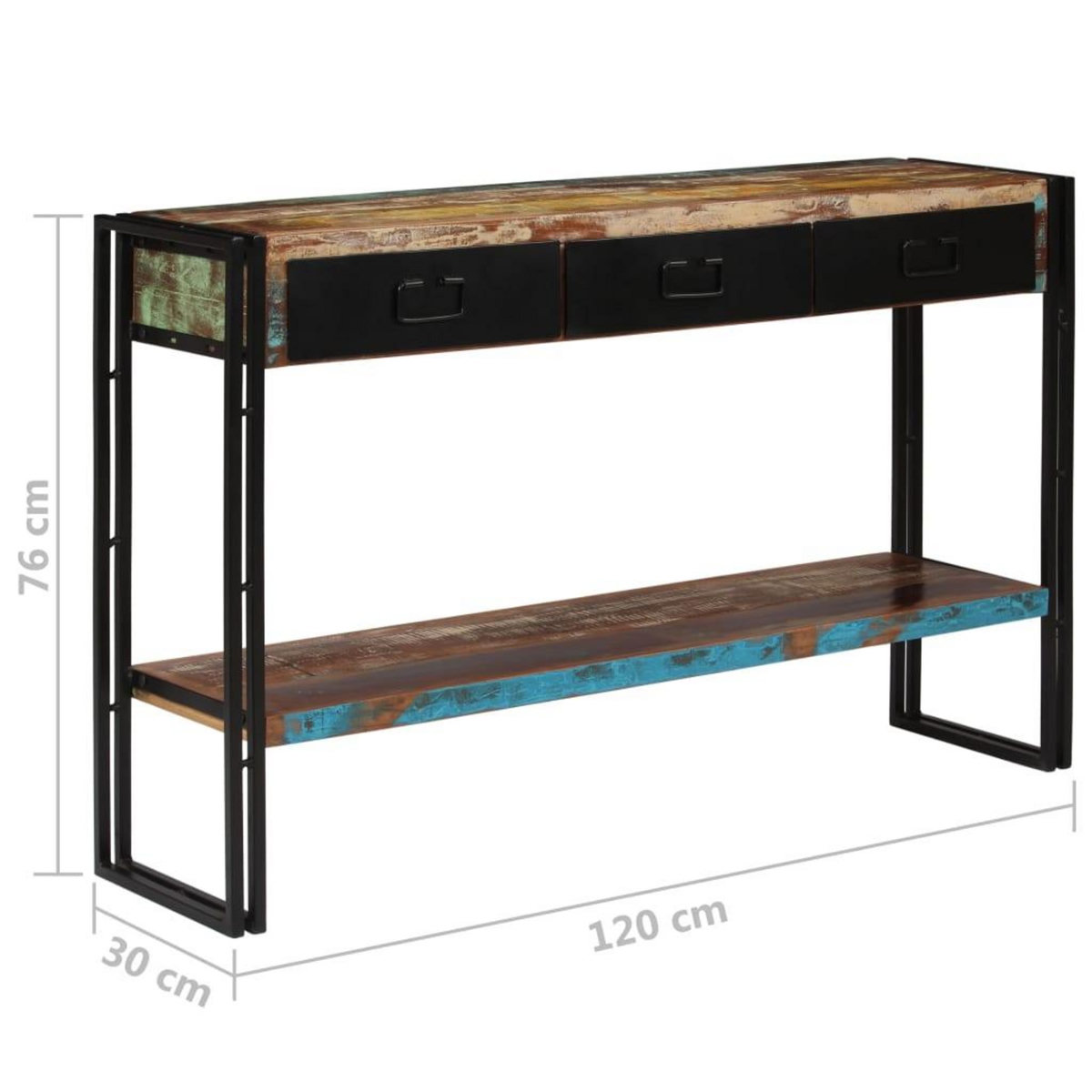 VIDAXL Table console Bois de recuperation massif 120 x 30 x 76 cm