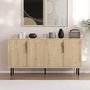 Voir la diapositive 2 : CONCEPT USINE Buffet cannelé 4 portes aspect bois 150x75cm CIARO
