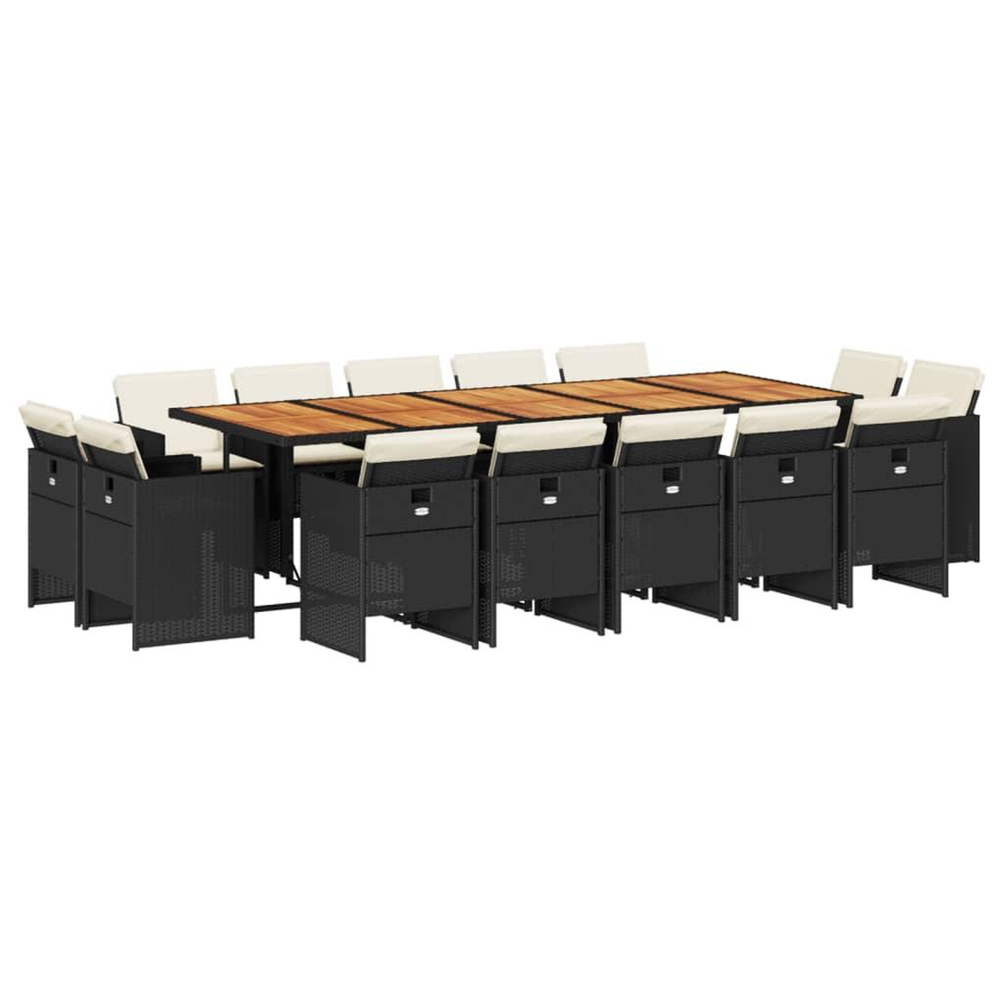 Voir la diapositive 2 : VIDAXL Ensemble a manger de jardin 15 pcs coussins noir resine tressee
