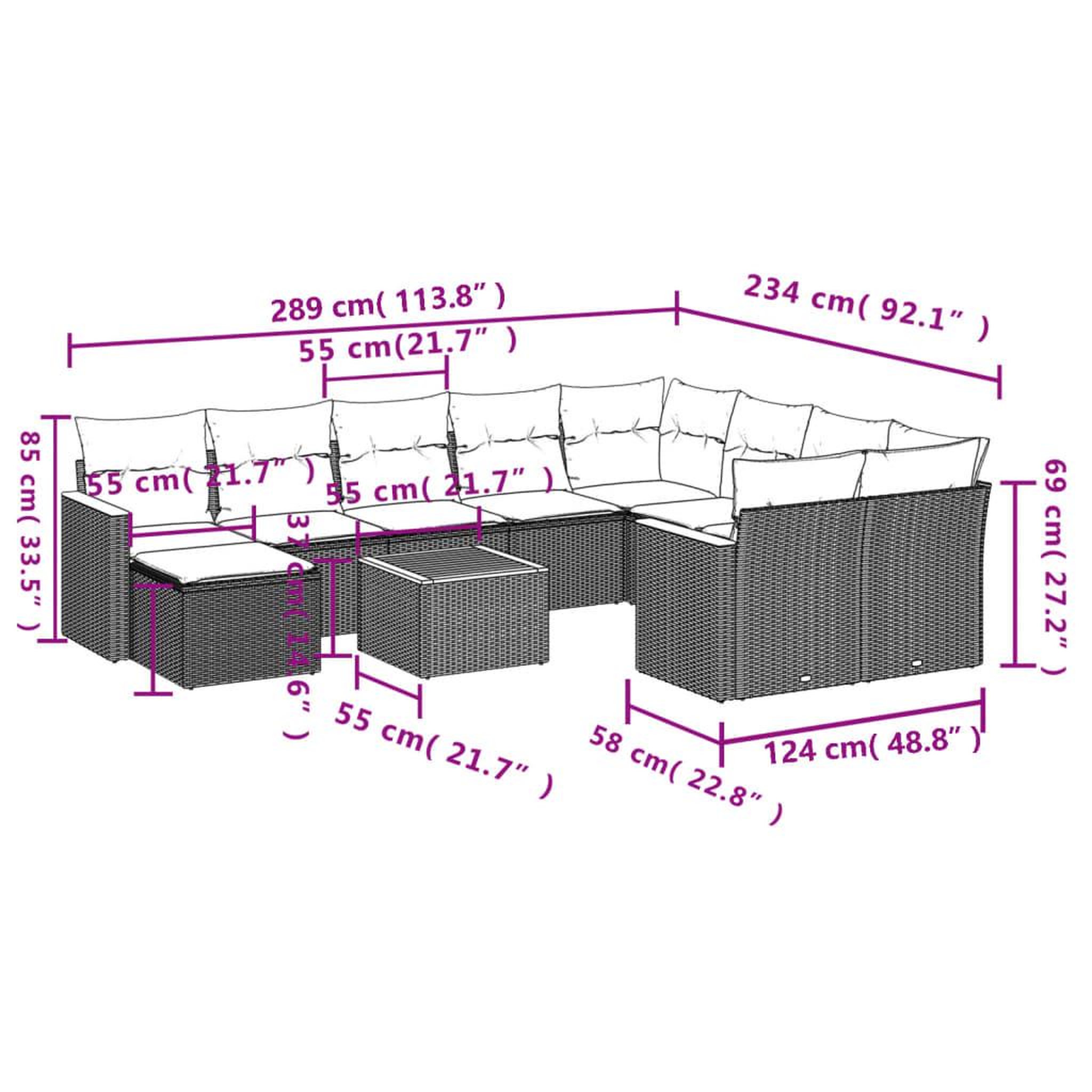 Voir la diapositive 6 : VIDAXL Salon de jardin 11 pcs avec coussins noir resine tressee