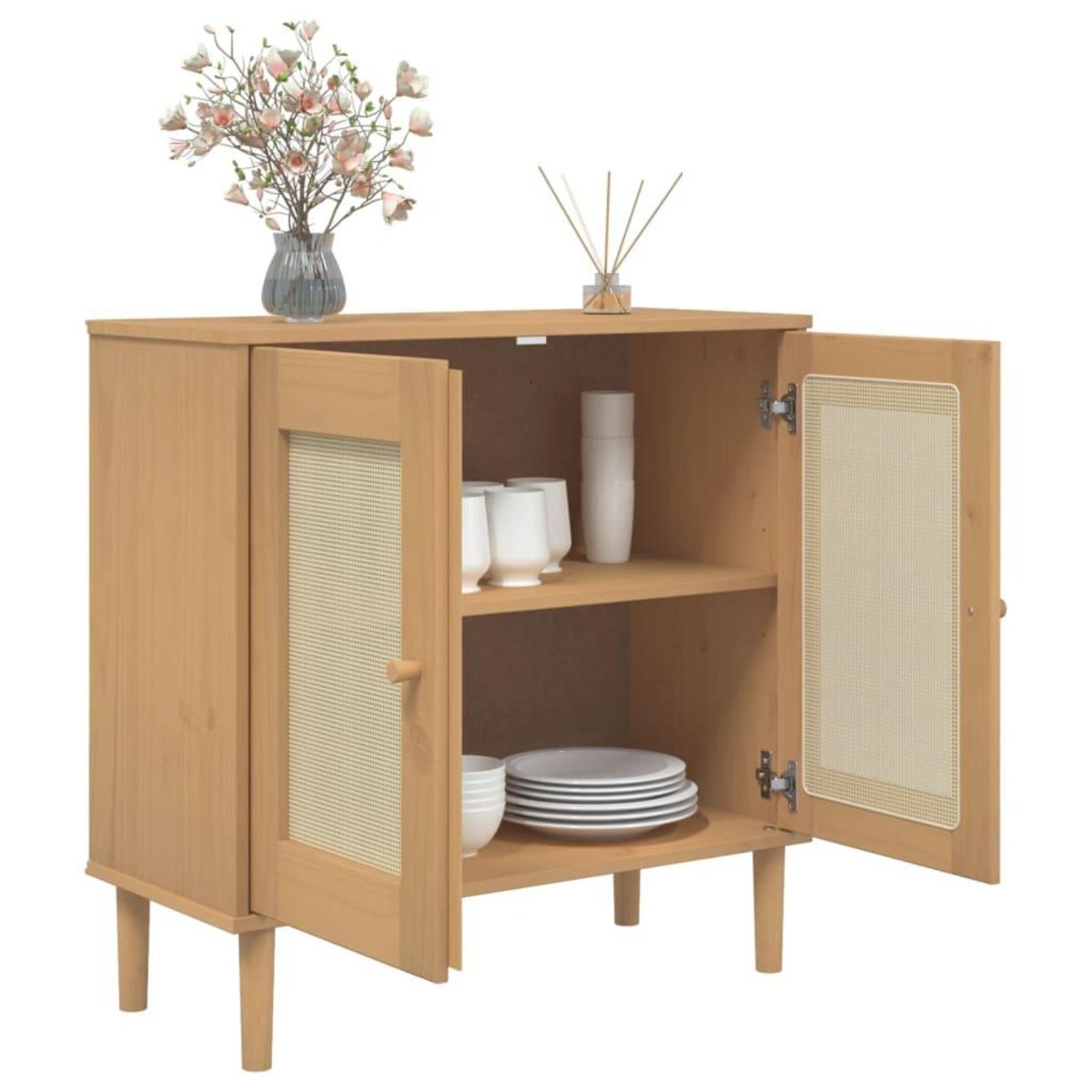 VIDAXL Buffet SENJA aspect rotin marron 80x35x80 cm bois massif de pin