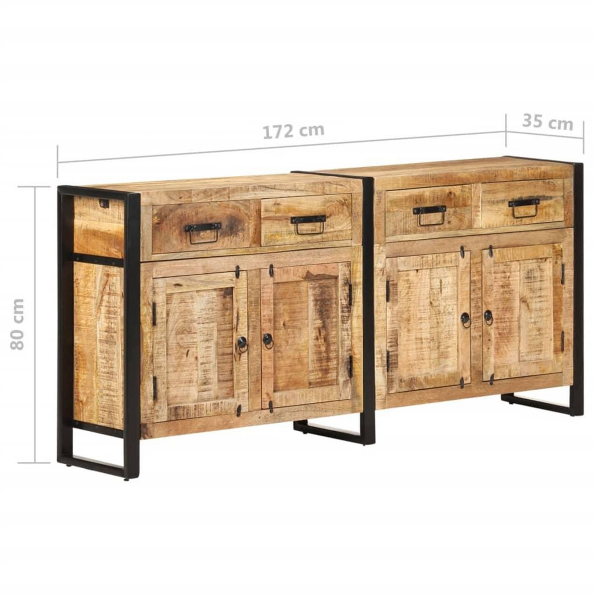 VIDAXL Buffet 172x35x80 cm Bois de manguier massif
