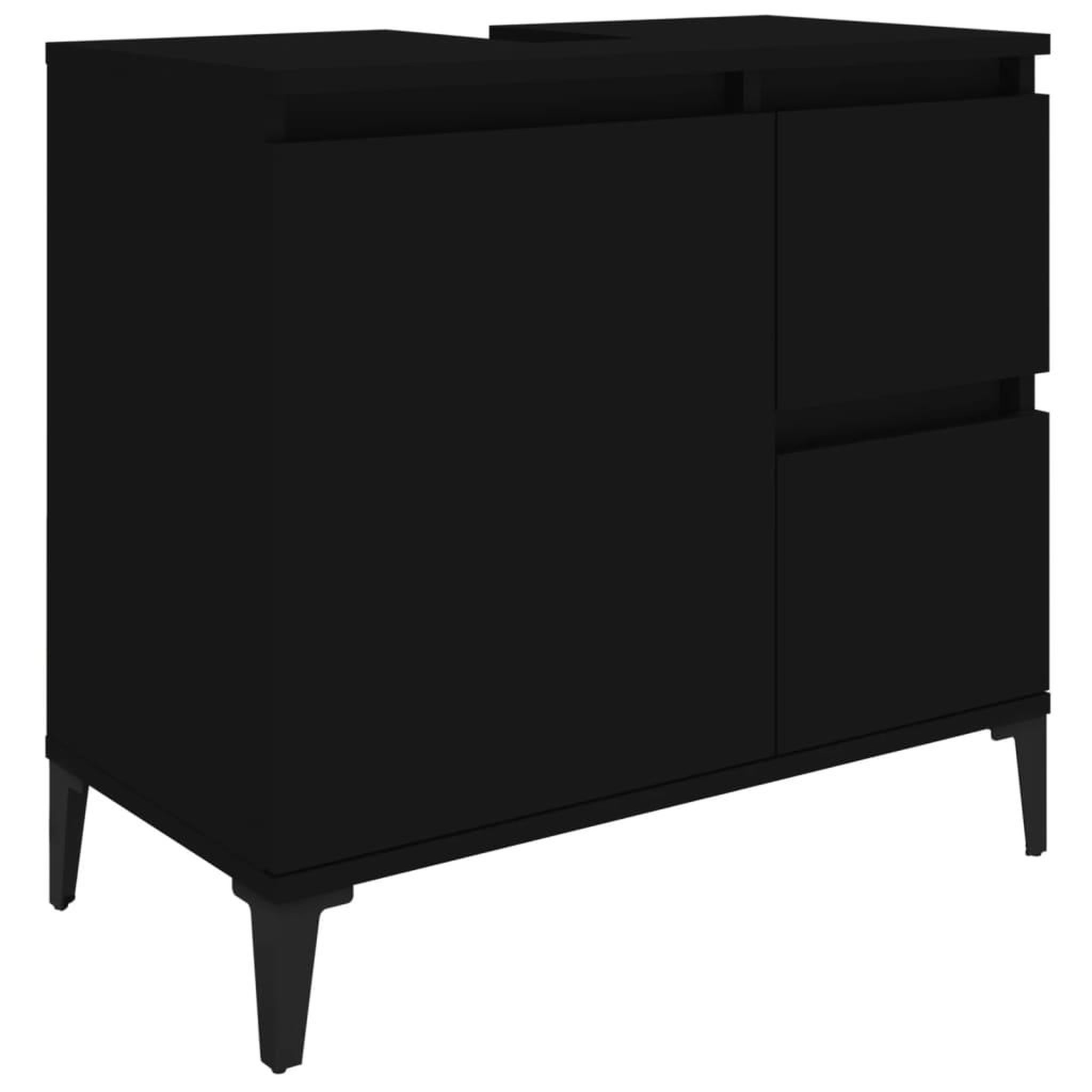 Voir la diapositive 2 : VIDAXL Armoire de salle de bain noir 65x33x60 cm bois d'ingenierie