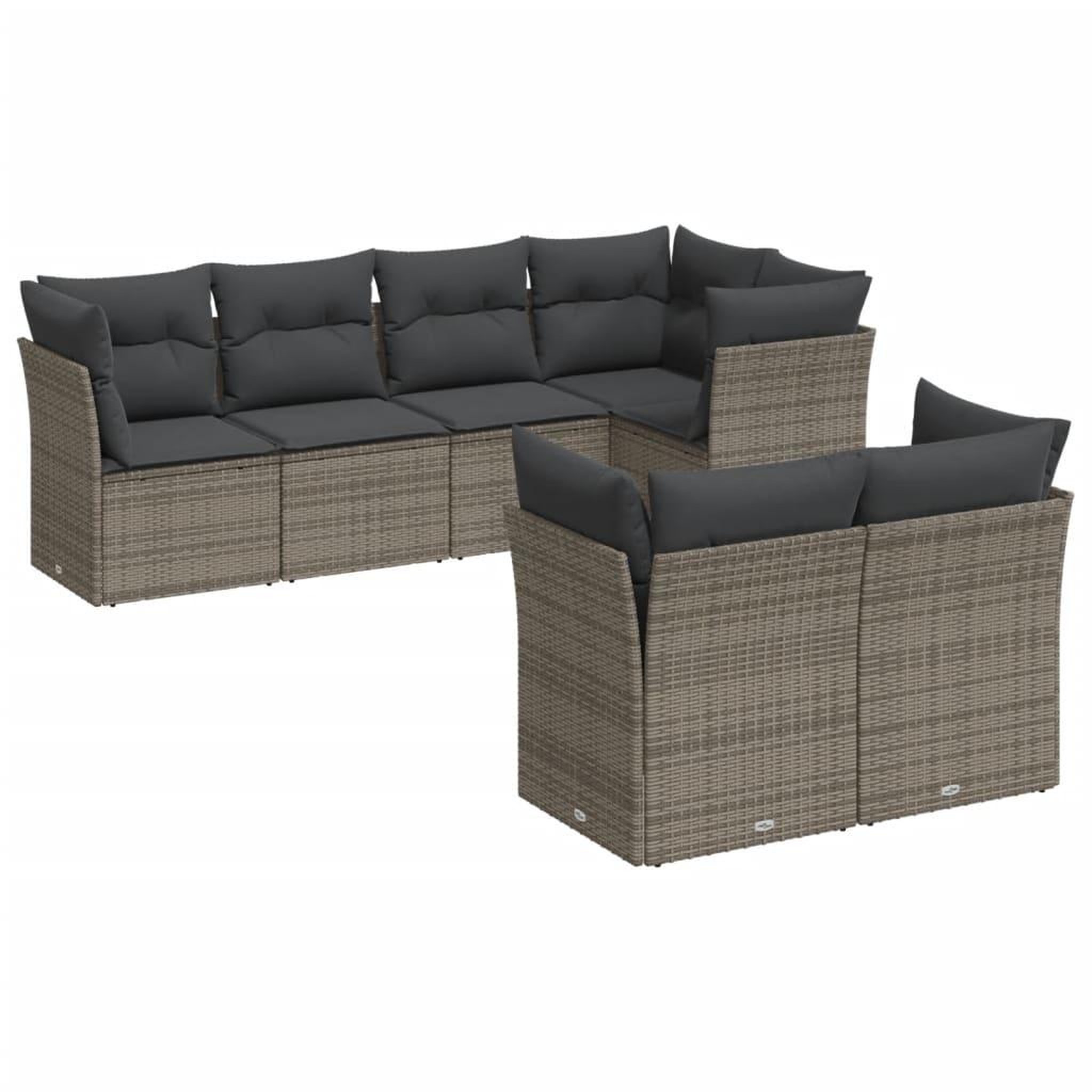 Voir la diapositive 2 : VIDAXL Salon de jardin avec coussins 7 pcs gris resine tressee