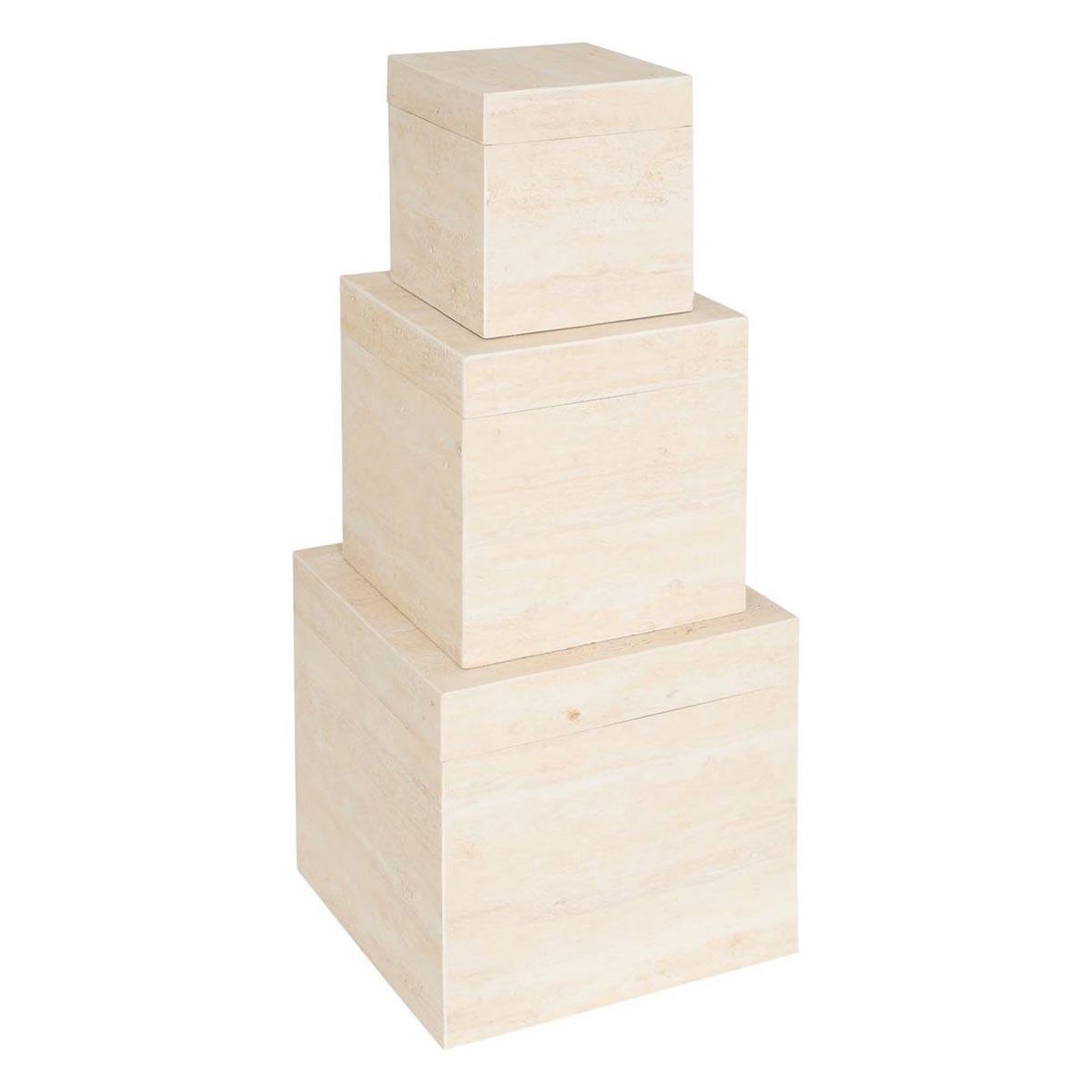ATMOSPHERA Lot de 3 boîtes de rangement  tineo  33cm beige