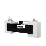 MERAX Meuble tv blanc+noir 200 cm led mdf