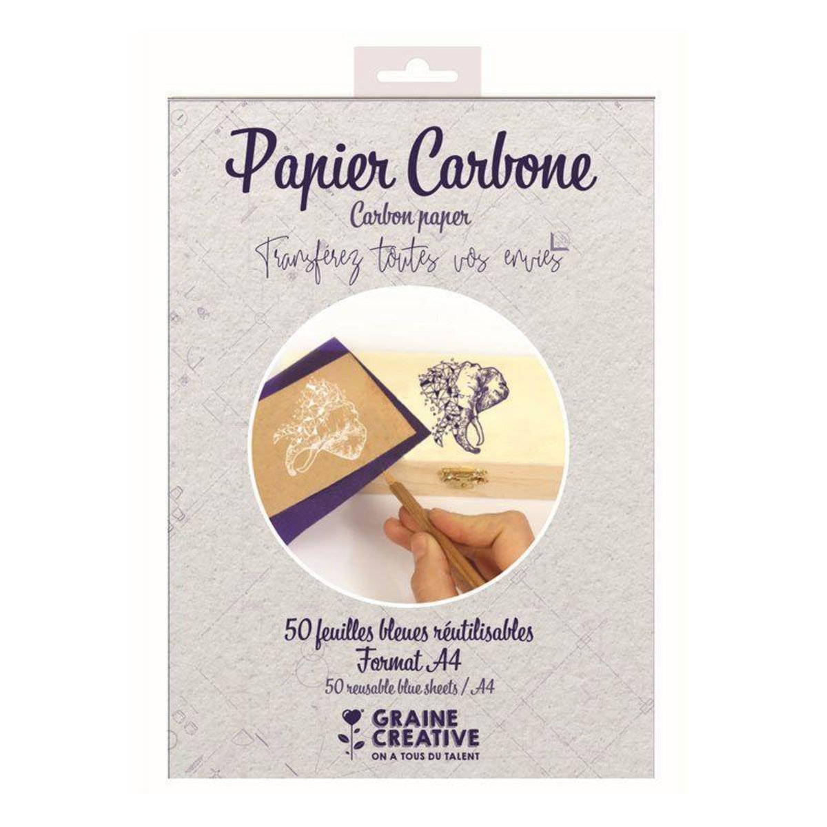 Graine créative Papier carbone - 50 feuilles bleues réutilisables - A4
