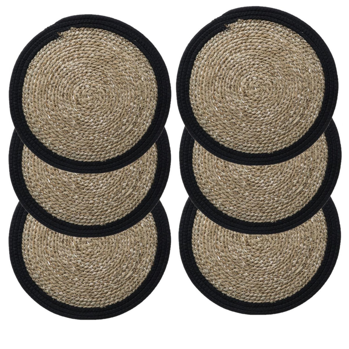 TOILINUX Lot de 6 sets de table rond en roseau et coton Pop