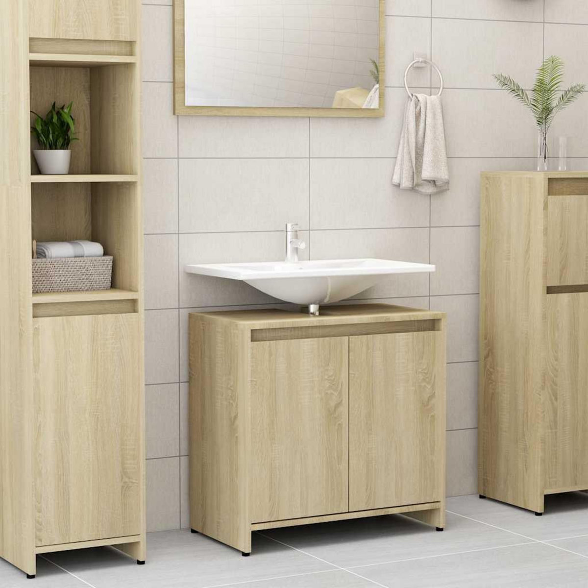 VIDAXL Armoire de salle de bain Chene sonoma Bois d'ingenierie