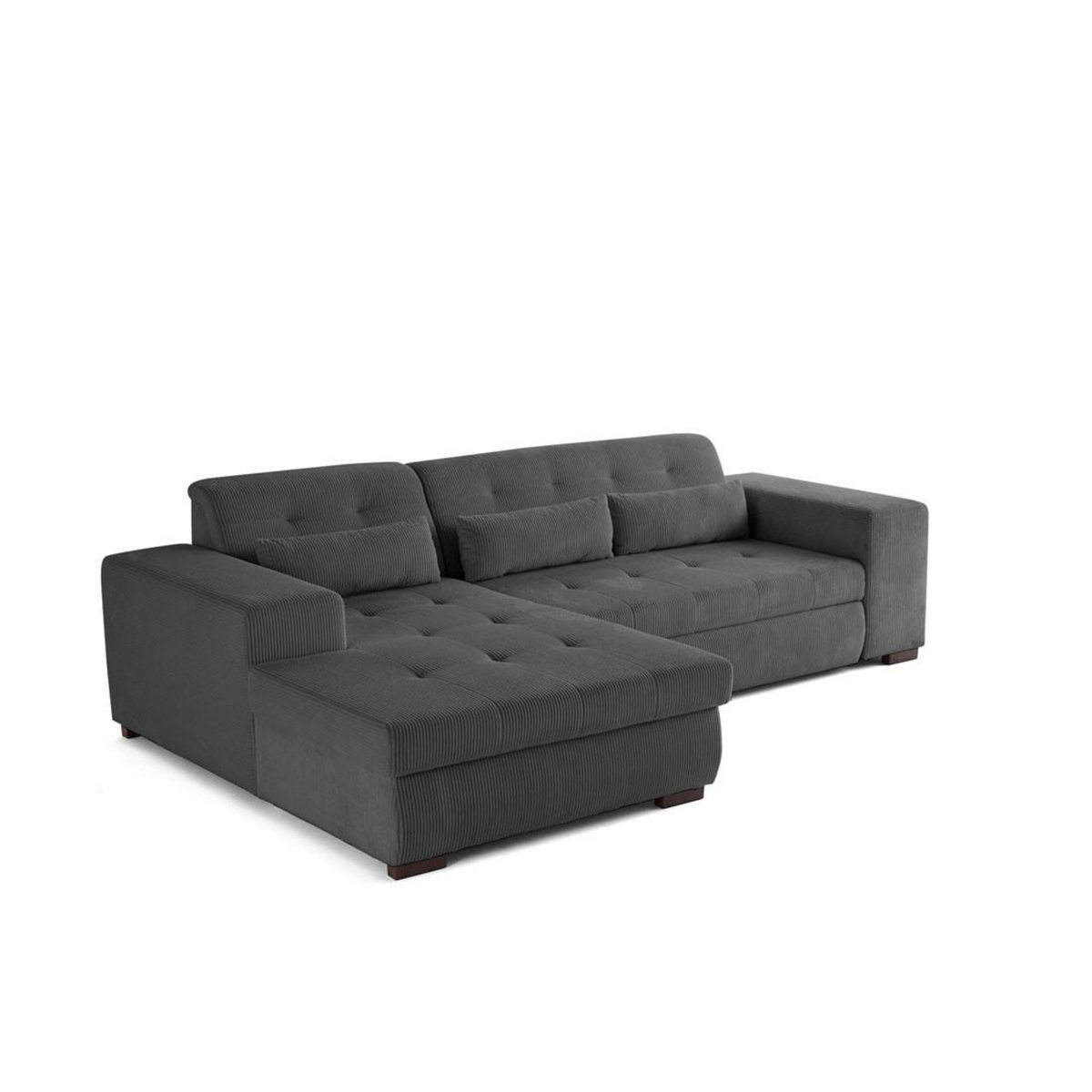 LISA DESIGN Vermont - canapé d'angle gauche - 4 places - convertible avec coffre - en velours côtelé