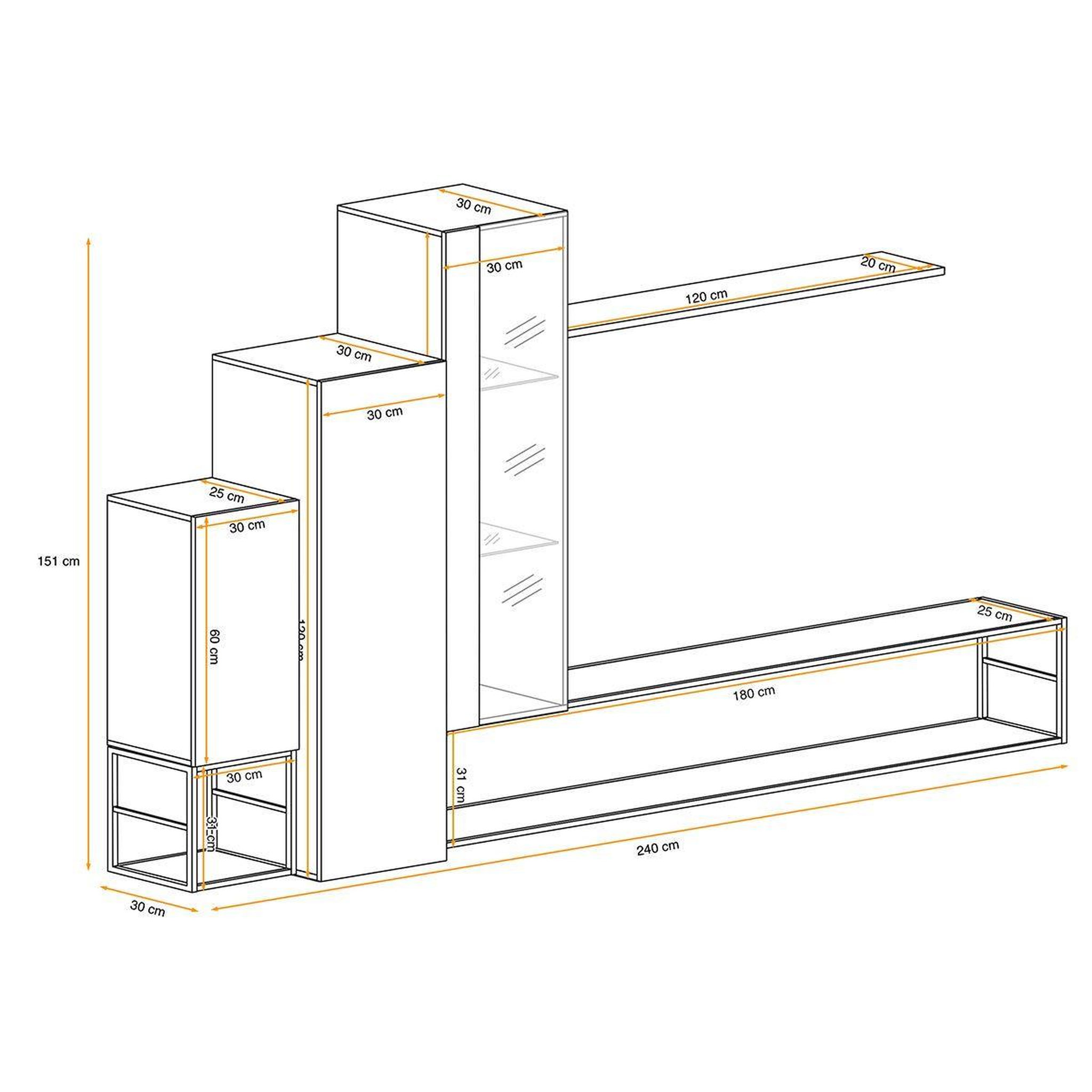Voir la diapositive 3 : Paris Prix Ensemble meuble tv design  switch viii  240cm blanc & noir