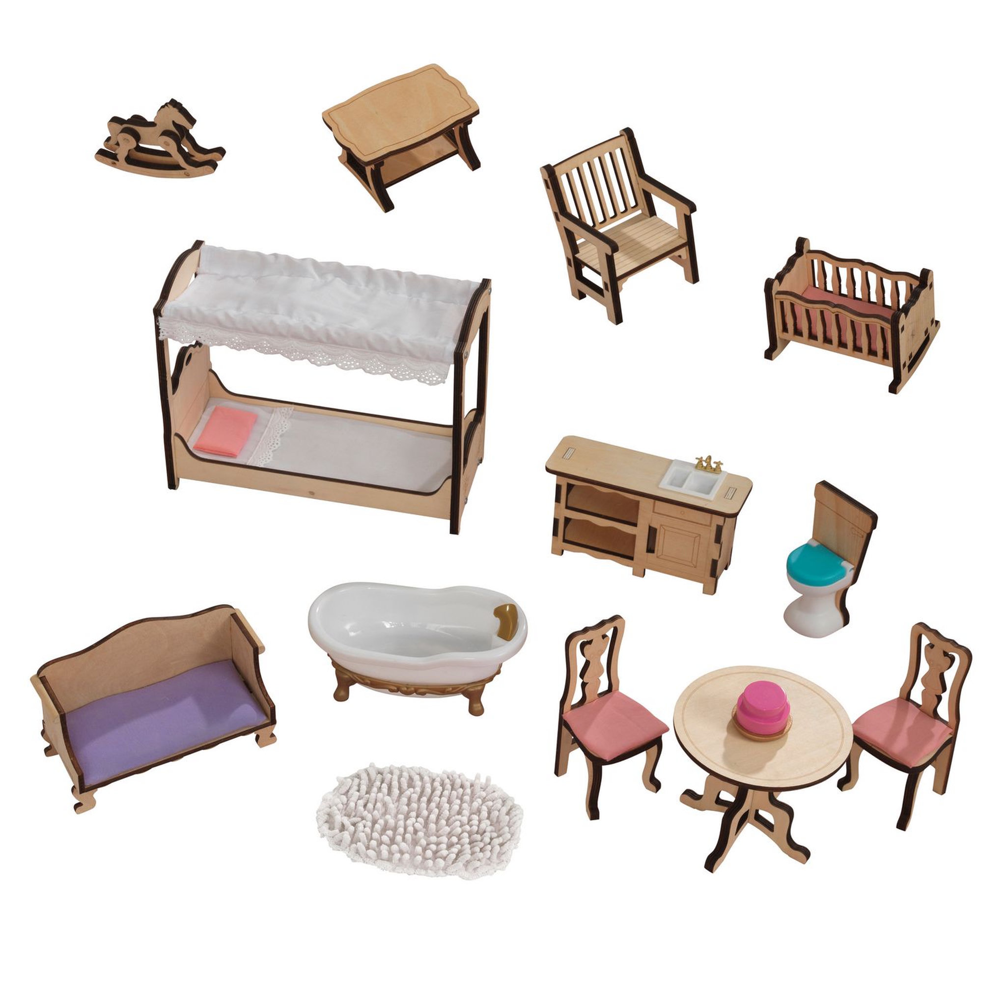 Voir la diapositive 4 : Kidkraft Maison de poupées en bois avec EZ Kraft Assembly - Charlotte