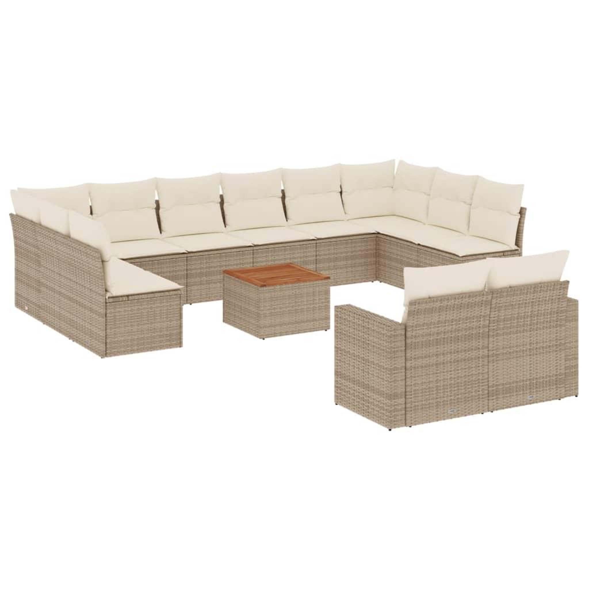 Voir la diapositive 2 : VIDAXL Salon de jardin avec coussins 13 pcs beige resine tressee