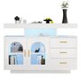 Voir la diapositive 1 : MERAX Buffet 2 porte(s) 3 tiroir(s) - 120 cm blanc led panneau de particules