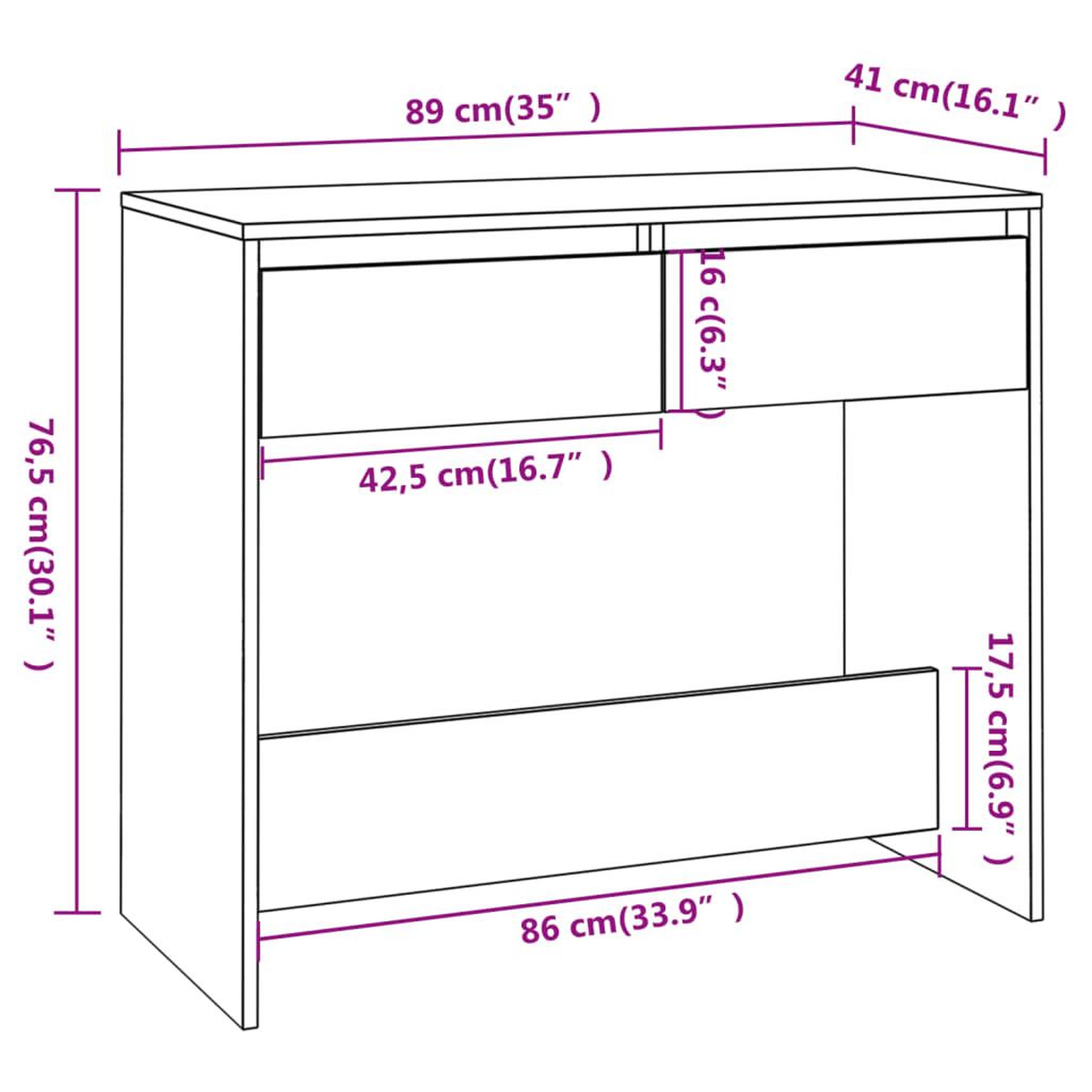 Voir la diapositive 6 : VIDAXL Table console sonoma gris 89x41x76,5 cm bois d'ingenierie