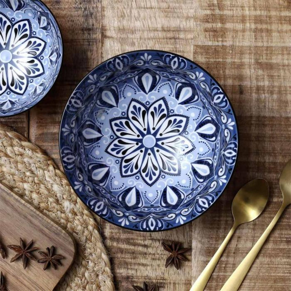 Paris Prix Lot de 6 Bols en Porcelaine  Jaipur  57cl Bleu