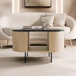 BEST MOBILIER Sansa - table basse 100 cm - 1 niche - plateau effet marbre. Coloris disponibles : Marron