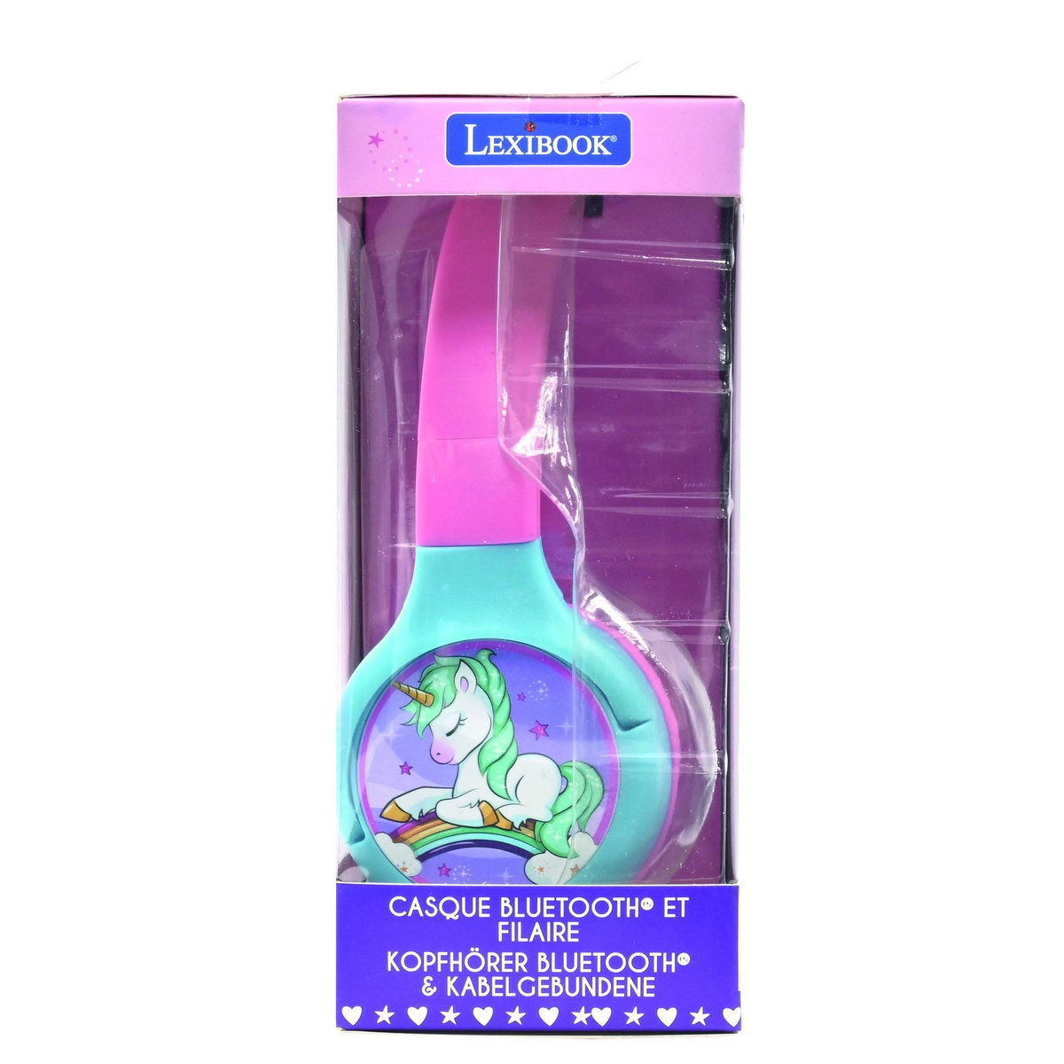 Lexibook Casque 2 en 1 Licorne Bluetooth et Filaire avec limitation de son