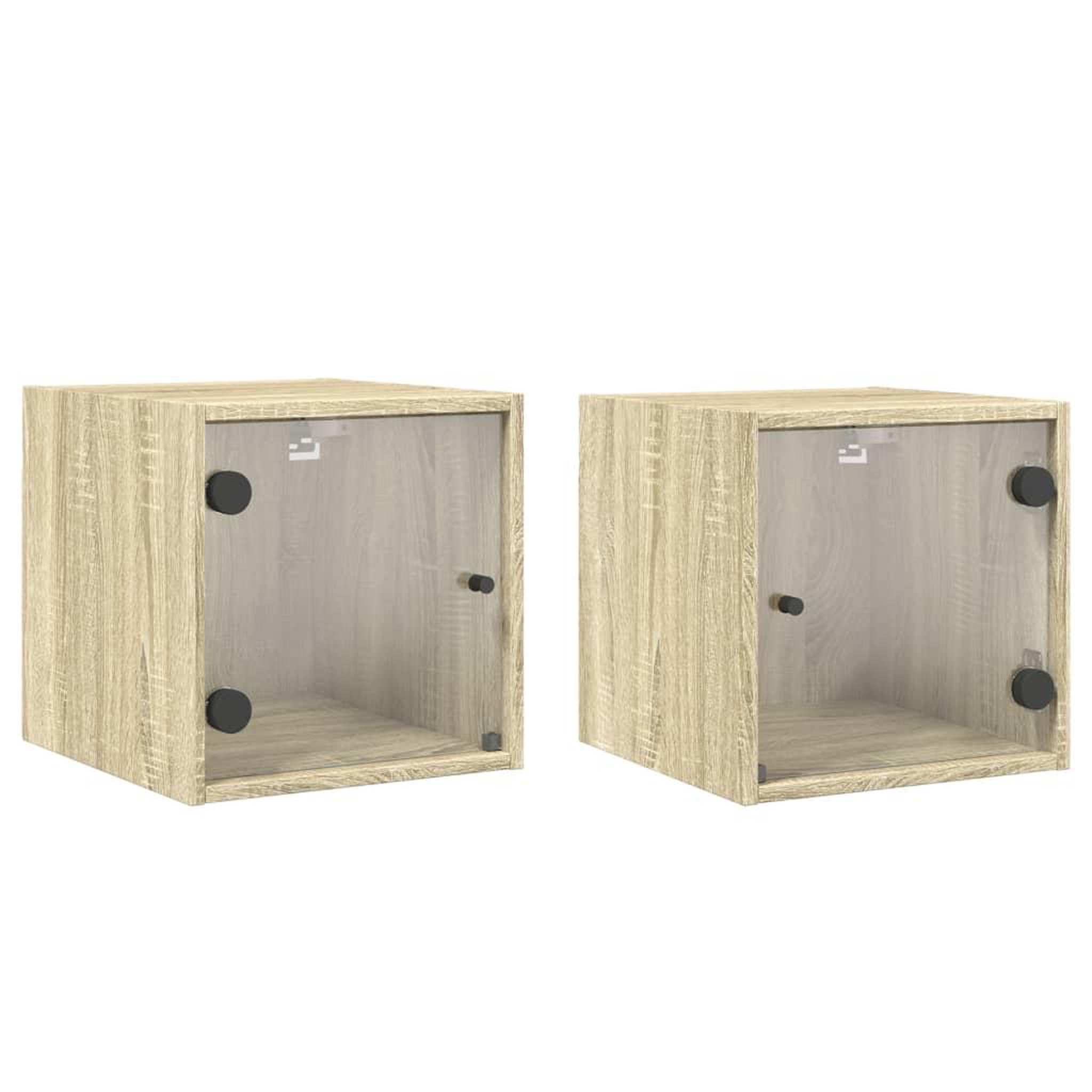 Voir la diapositive 2 : VIDAXL Tables de chevet et portes vitrees 2pcs chene sonoma 35x37x35cm