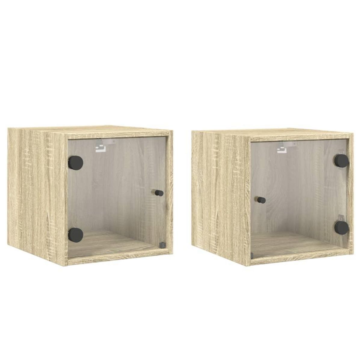 VIDAXL Tables de chevet et portes vitrees 2pcs chene sonoma 35x37x35cm