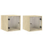 Voir la diapositive 2 : VIDAXL Tables de chevet et portes vitrees 2pcs chene sonoma 35x37x35cm