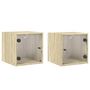 Voir la diapositive 2 : VIDAXL Tables de chevet et portes vitrees 2pcs chene sonoma 35x37x35cm