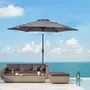 OUTSUNNY Parasol inclinable de jardin balcon terrasse manivelle toile polyester imperméabilisée haute densité 180 g/m² Ø2,7 x 2,35H m alu gris