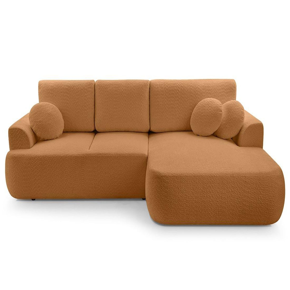 BEST MOBILIER Candela - canapé d'angle droit 4 places - convertible avec coffre - en tissu bouclette