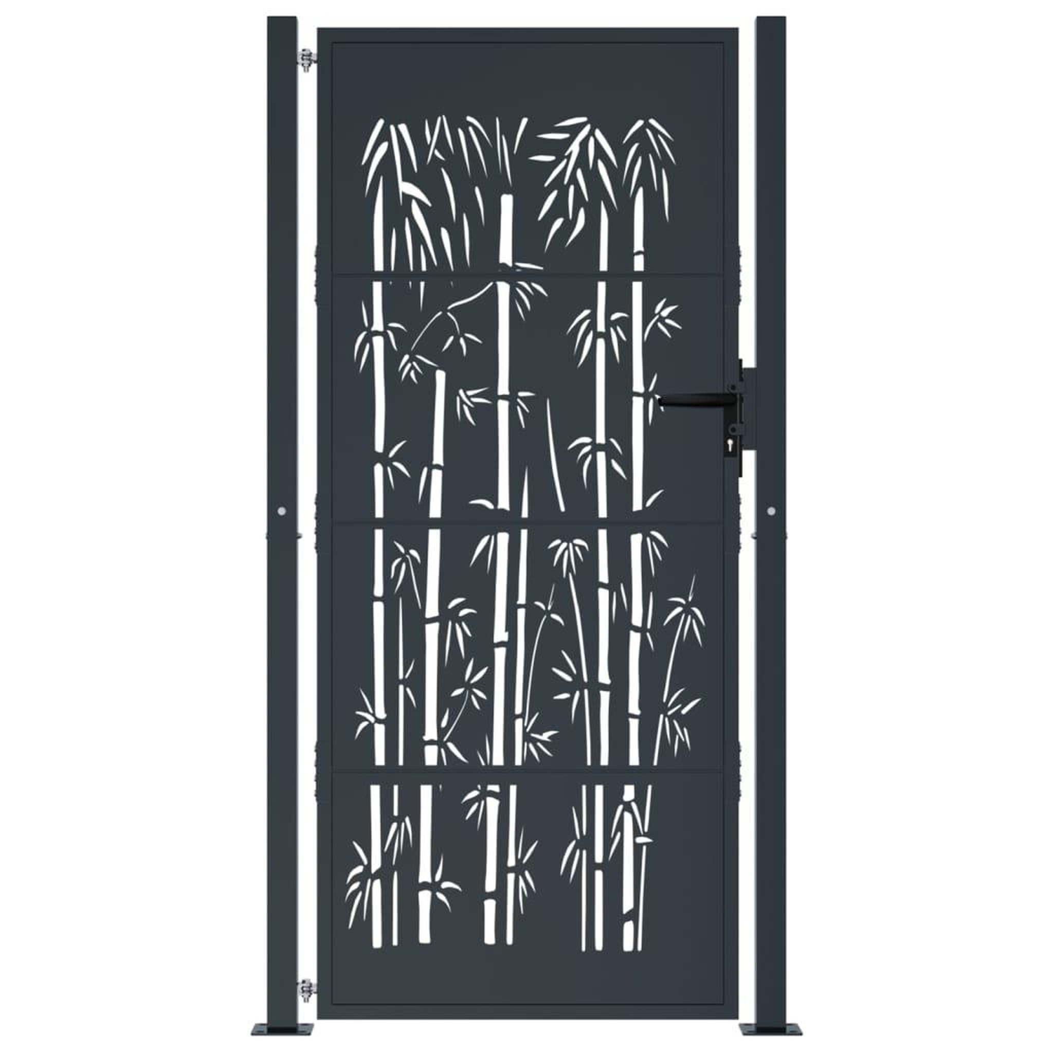 Voir la diapositive 3 : VIDAXL Portail de jardin anthracite 105x180 cm acier design de bambou