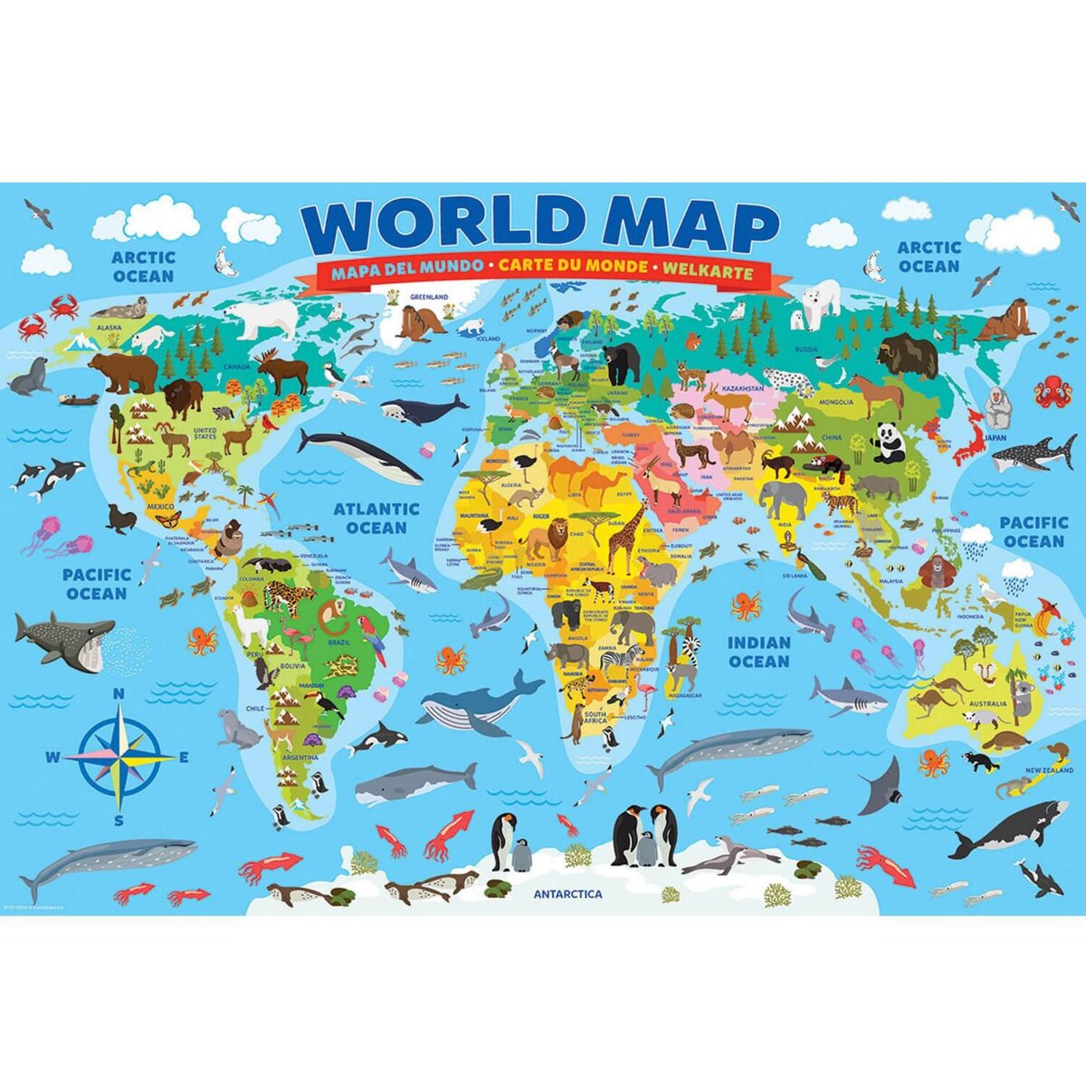 Eurographics Puzzle 1000 pièces : Carte du Monde pas cher 