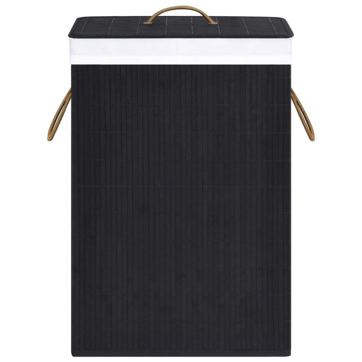 VIDAXL Panier a linge avec 2 sections bambou noir 72 L