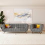 Voir la diapositive 5 : Rendez vous déco Fauteuil capitonné en tissu gris-Carmen