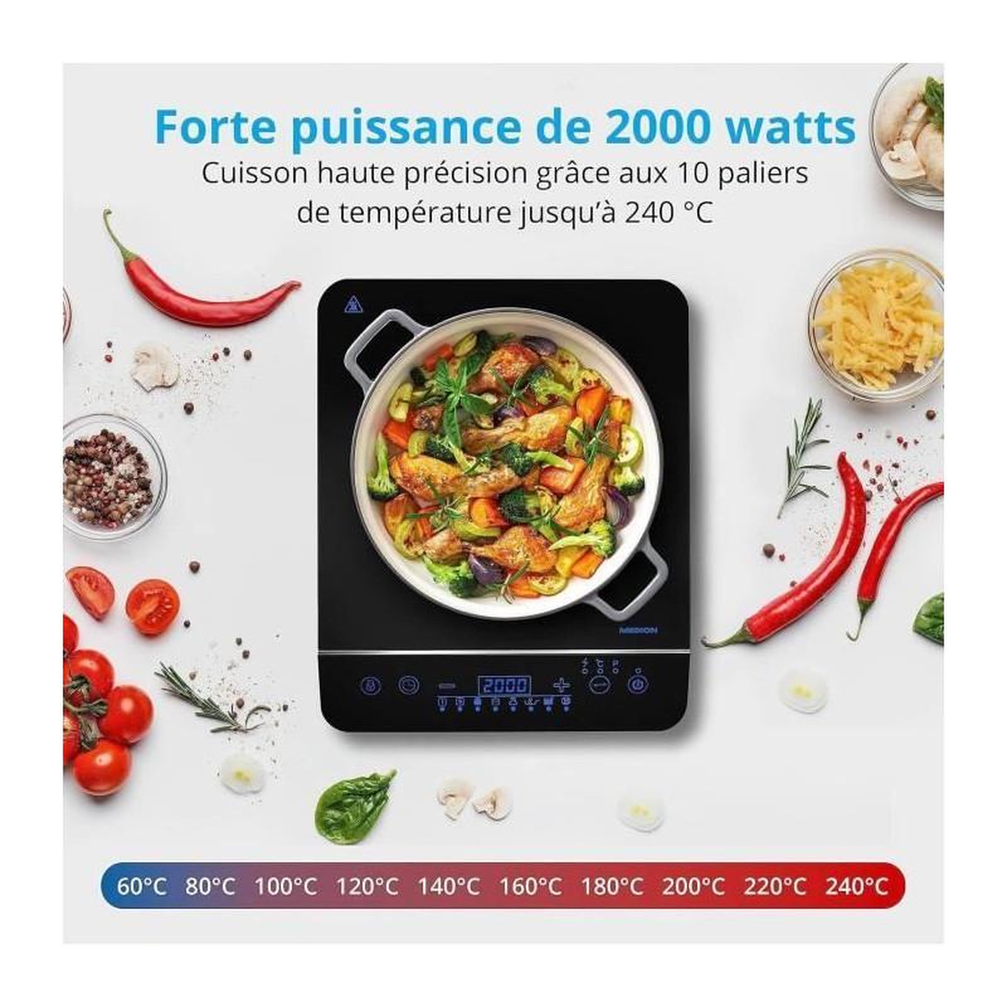 Voir la diapositive 3 : Medion Plaque induction posable - MEDION - MD 17595 - 1 Feu - L 29 x P 36 cm
