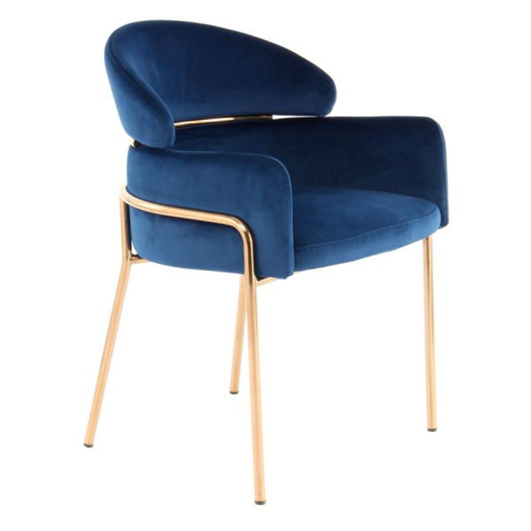 Paris Prix Chaise design en velours  corey  79cm bleu