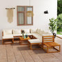 Voir la diapositive 1 : VIDAXL Salon de jardin 12 pcs avec coussin Creme Bois d'acacia solide