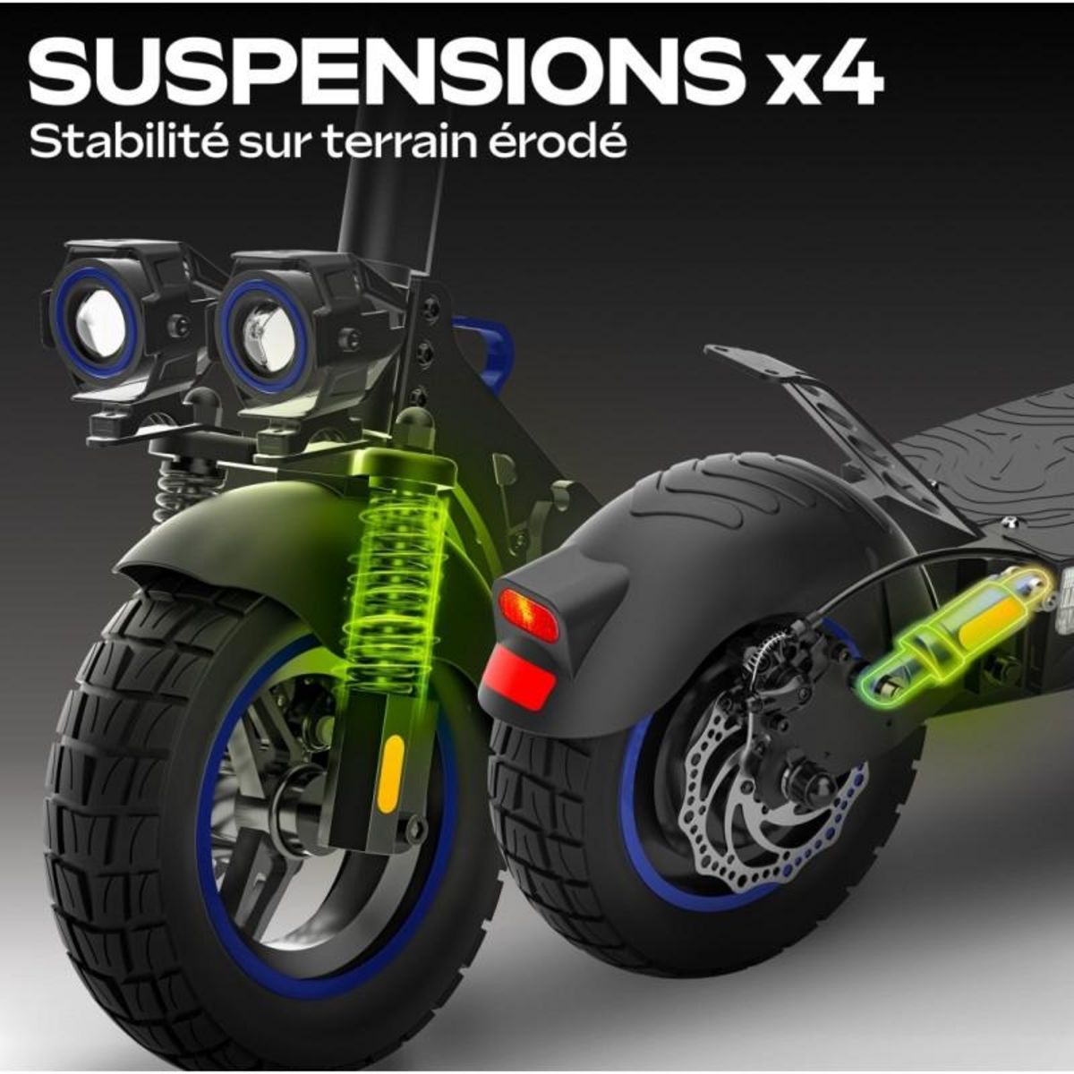 URBANGLIDE UrbanGlide eCross One Bleu – Trottinette électrique avec 50 km d'autonomie et moteur puissant