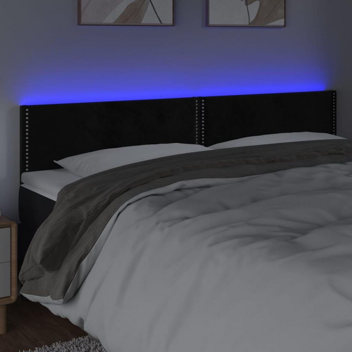 VIDAXL Tete de lit a LED Noir 180x5x78/88 cm Velours