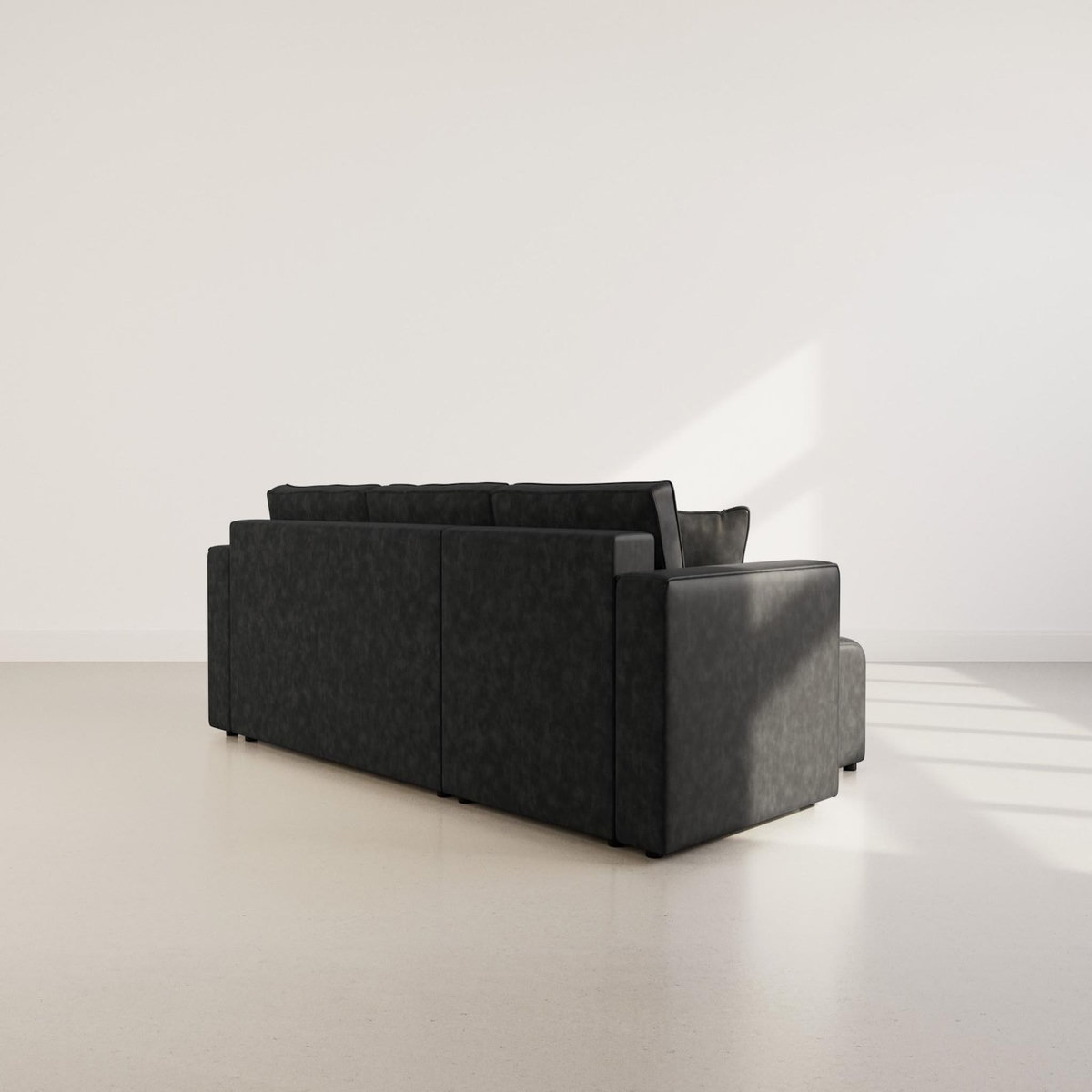 BEST MOBILIER Topaze - canapé d'angle réversible 4 places convertible avec coffre en simili