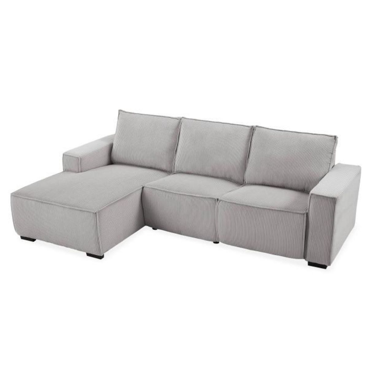 Paris Prix Canapé d'Angle Gauche Velours  Hollis  267cm Gris Clair