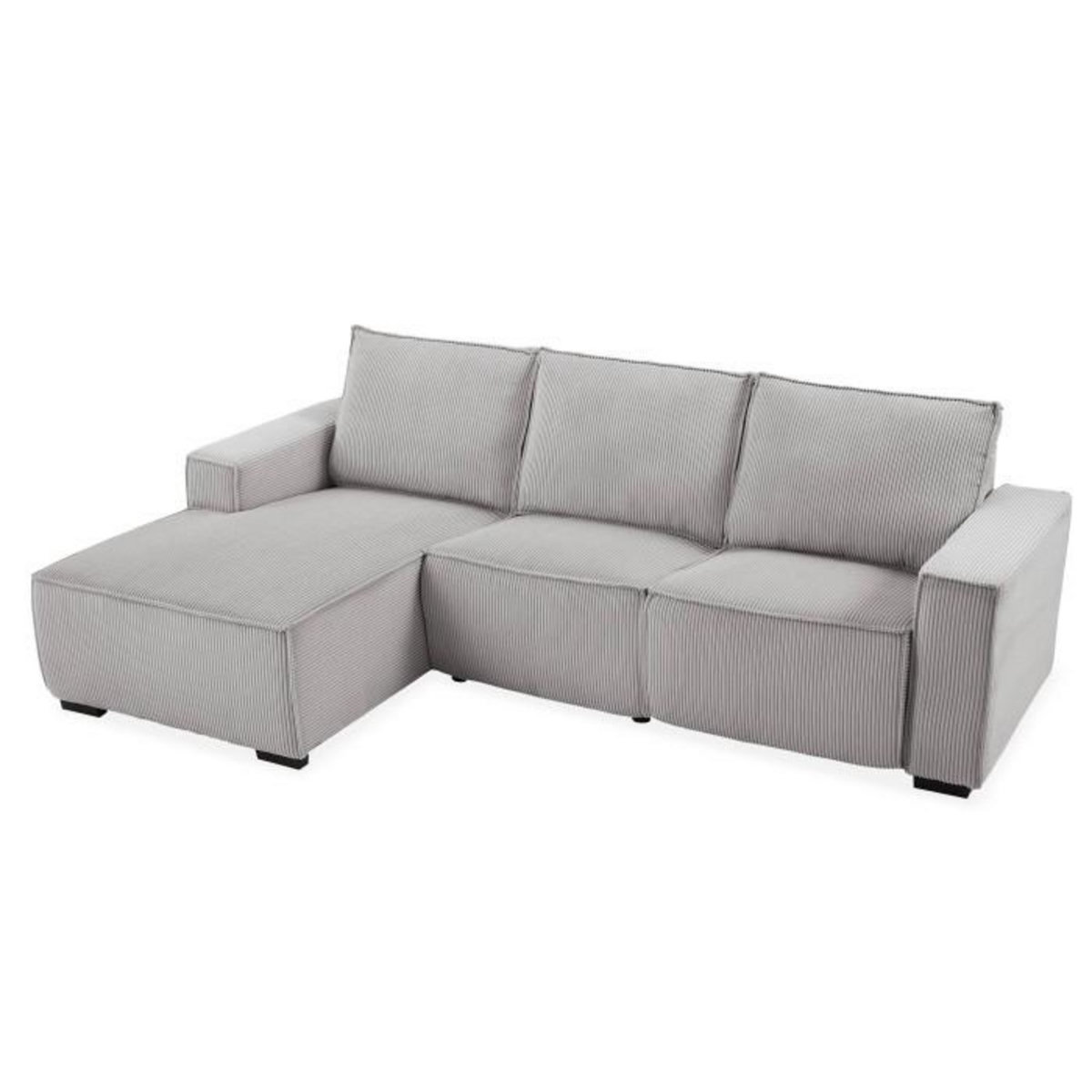 Paris Prix Canapé d'Angle Gauche Velours  Hollis  267cm Gris Clair